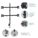 Кронштейн настольный для четырех мониторов ONKRON D421E Black для размера 13"-32"