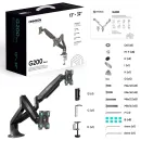 Кронштейн настольный для двух мониторов ONKRON Black G200 для размера 13"-32"