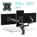 Кронштейн настольный для трёх мониторов ONKRON G280 Black для размера 13"-32"