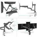 Кронштейн настольный для трёх мониторов ONKRON G280 Black для размера 13"-32"