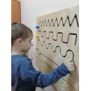Настенный модуль для упр. в развитии запястья-движение по прорези L70 х B6 х H70 см. "Монтессори"