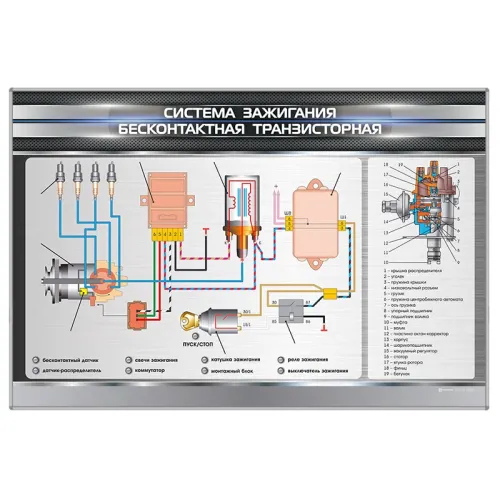 Электрифицированный светодинамический стенд "Система зажигания бесконтактная транзисторная" Zarnitza
