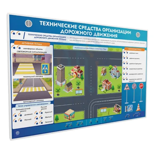 Электрифицированная многофункциональная магнитно-маркерная доска для ознакомления с техническими средствами дорожного движения ДБ0007 Ziluo